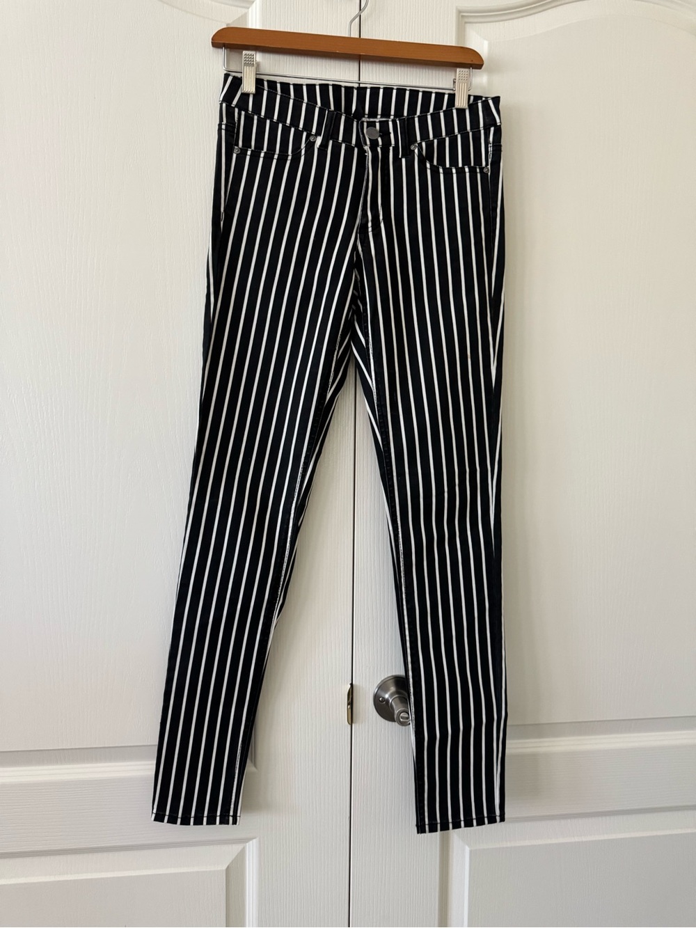 H&M Black and White Vertical Stripe low waisted Pants